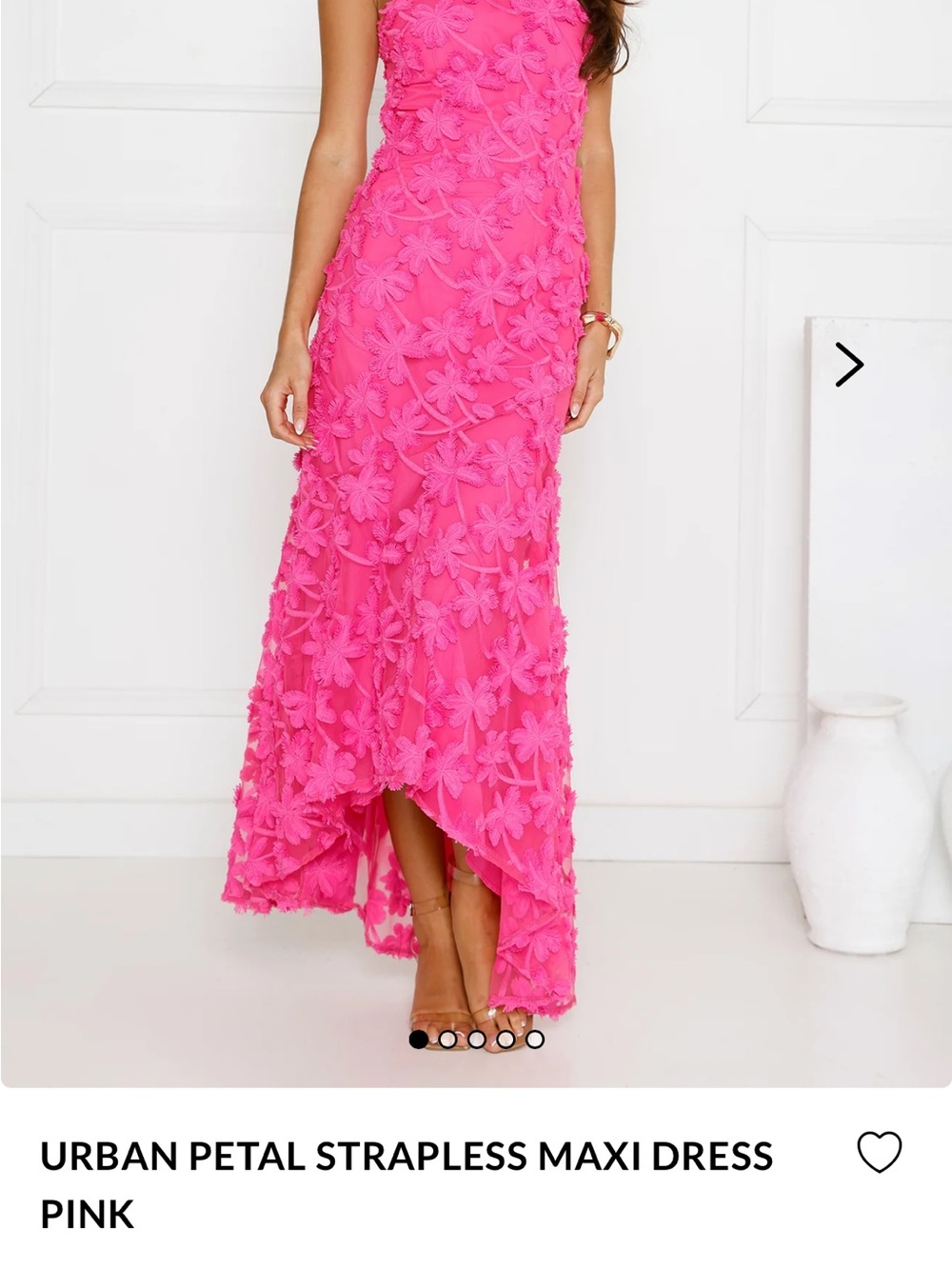 Hello Molly Strapless Hot Pink Floral Appliqué Maxi Dress